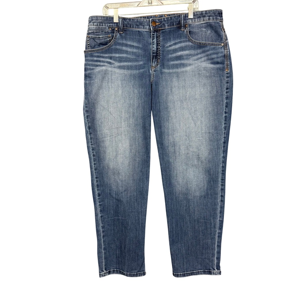 Chicos Platinum‎ Jeans 3 Womens 16 Blue Medium Wash Straight Leg Stretch 40x28